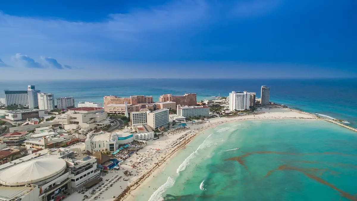 Aerial view of Cancún