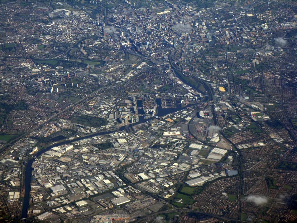 Aerial view of Manchester