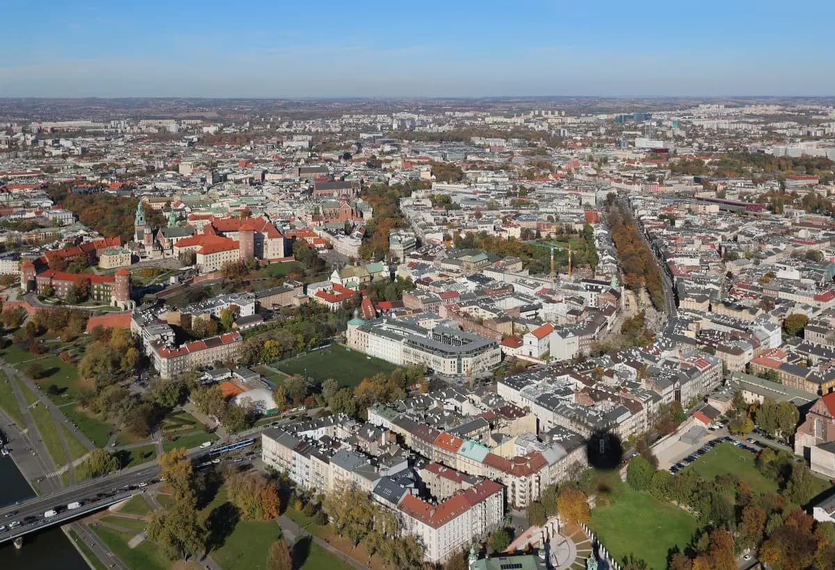 Aerial view of Krakow